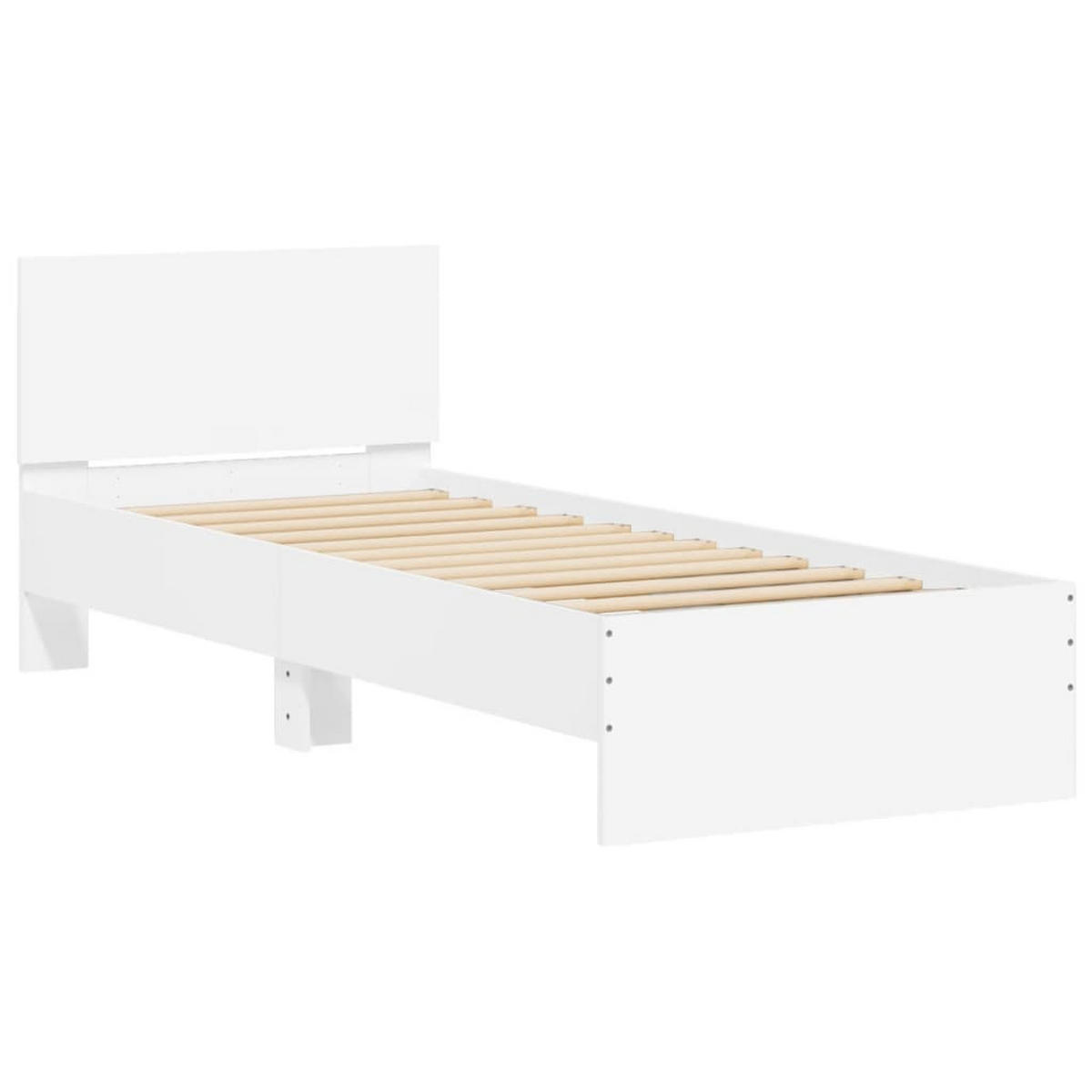 BETTGESTELL Mit Kopfteil Weiss 90/200 Cm Holzwerkstoff - Weiß, Holzwerkstoff (90/200cm) - vidaXL