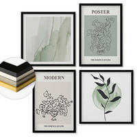 WANDBILDER 4er-Set - 50x50 cm & 40x60 cm Schwarzer Rahmen - Blumen in einer modernen Vase - Schwarz, Kunststoff (50/50cm) - ArtPrintCave