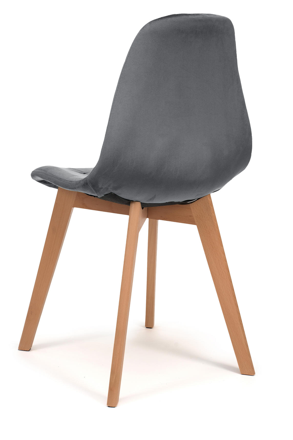 STUHL VEGAS im skandinavischen Stil - grau - Samt Velours - Naturfarben/Grau, Holz/Kunststoff (47/86/42cm) - NEW HOME
