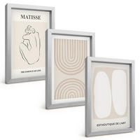 BILDER SET 3er Set - 20x30 cm Silberner Rahmen - Stilvolle minimalistische Linien - Silberfarben, Kunststoff (20/30cm) - TULUP