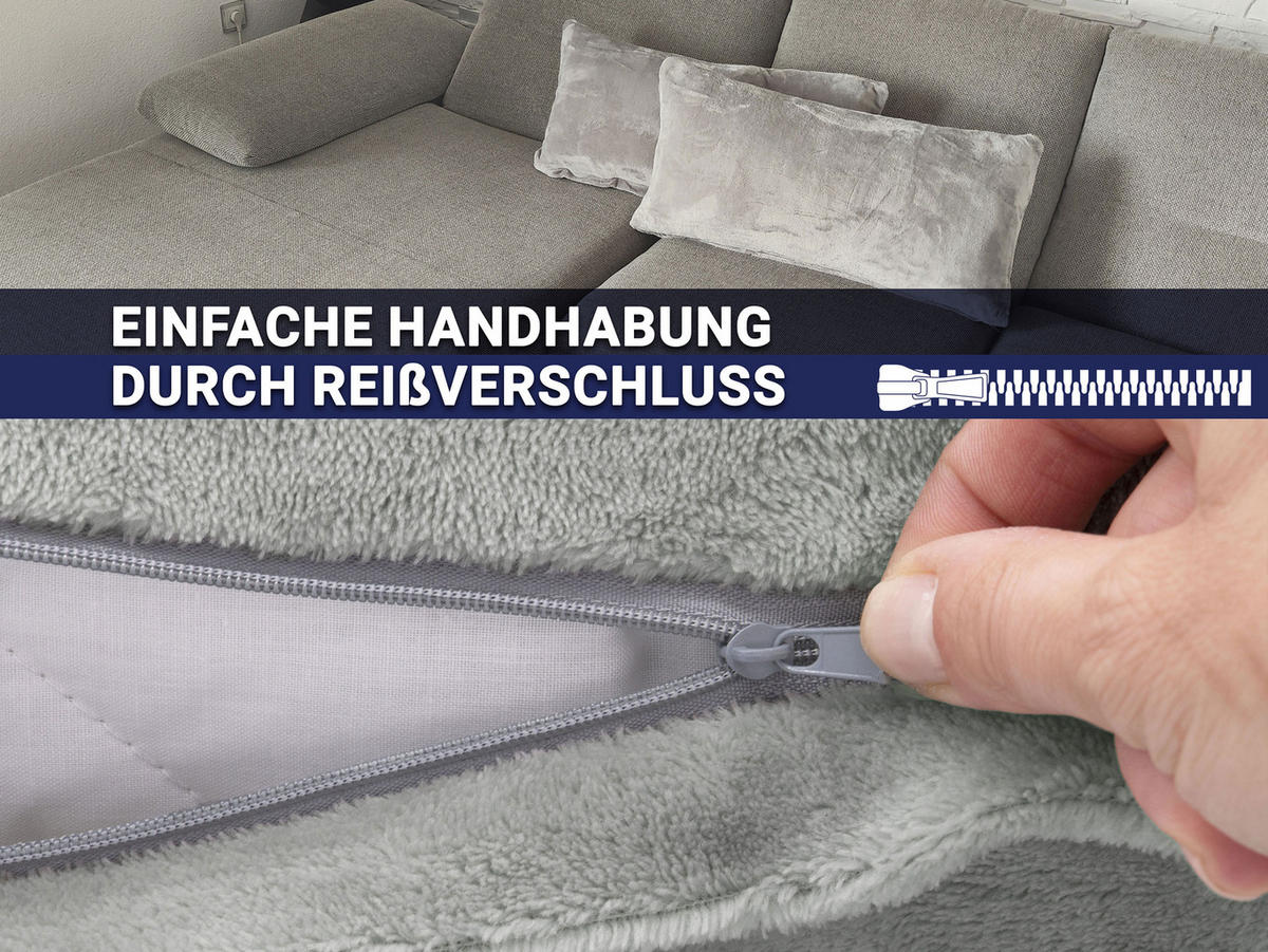 KISSENBEZUG, 2er-Set, 40x80 cm, 100% Polyester - Anthrazit, Textil (40/80cm) - Zollner