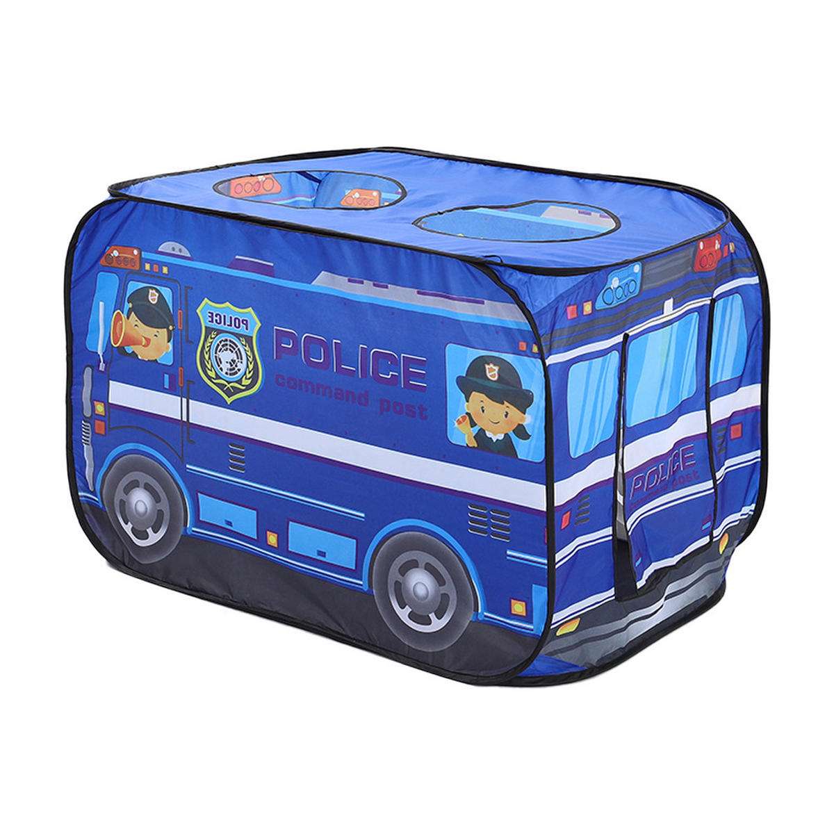 KINDERZELT 115/75/70 cm Faltbar Polizeiauto-Motiv Polyester Blau - Blau, Kunststoff (115/75cm) - Livingandhome