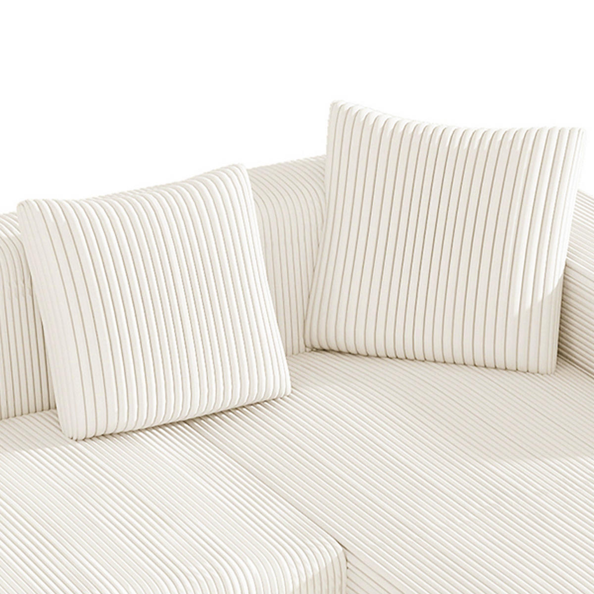 ECKSOFA Cord Weiß mit Kissen - Weiß, Textil (261/146cm) - WISHDOR