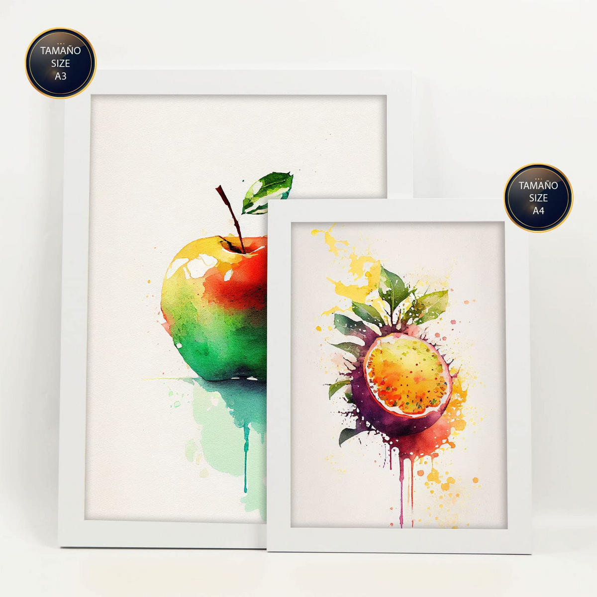 POSTER Set Mit 6 Regenbogenfrucht Größe A3 & A4 Weißer Rahmen - Weiß, Papier (29.7/1cm) - Nacnic