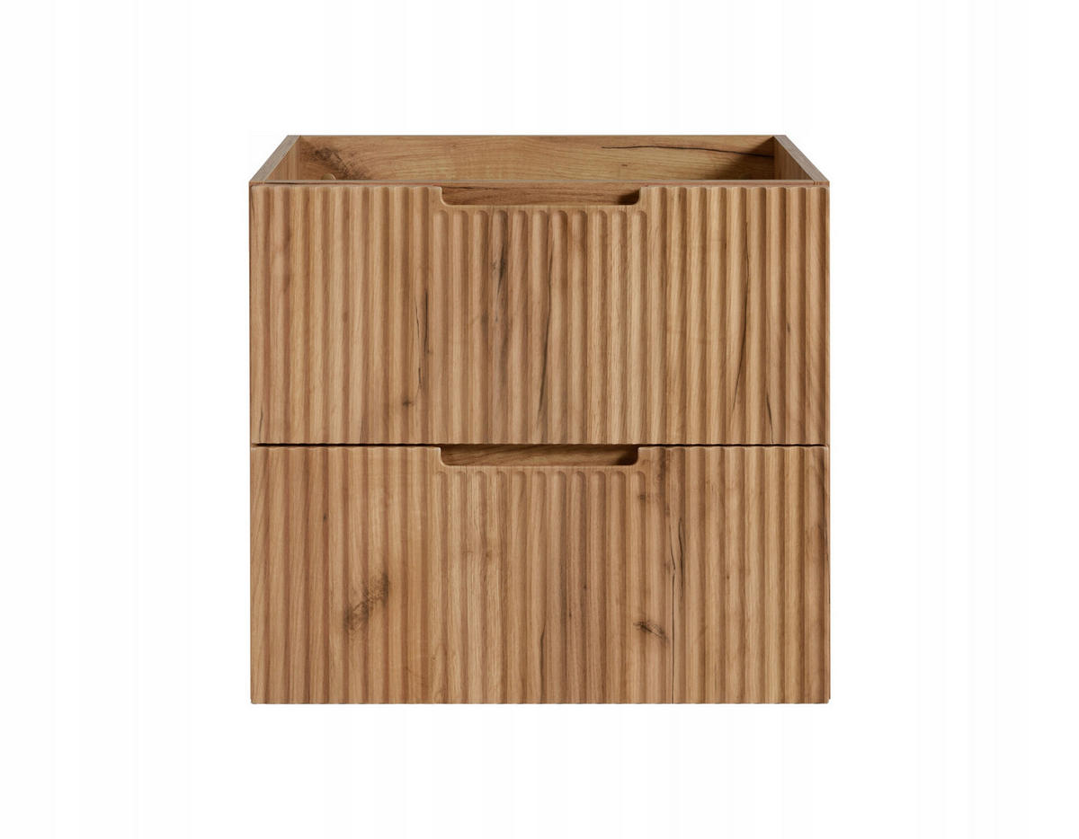 WASCHBECKUNTERSCHRANK VENA 80 cm mit Arbeitsplatte Farbe: Eichen Craft mit einem Regal Gerillte Vorderseite Eichen Craft - Eichefarben, Holzwerkstoff (80/58/46cm) - Rodan