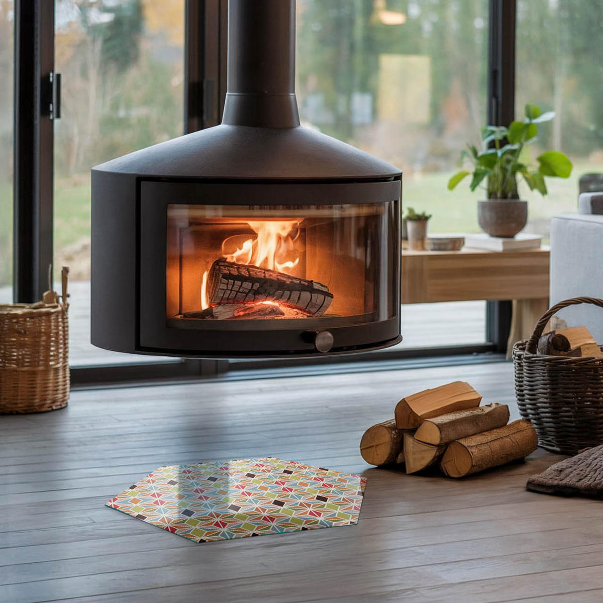 GLASPLATTE für Kamin h40 cm - Braun, Glas (40/40/0.4cm) - TULUP