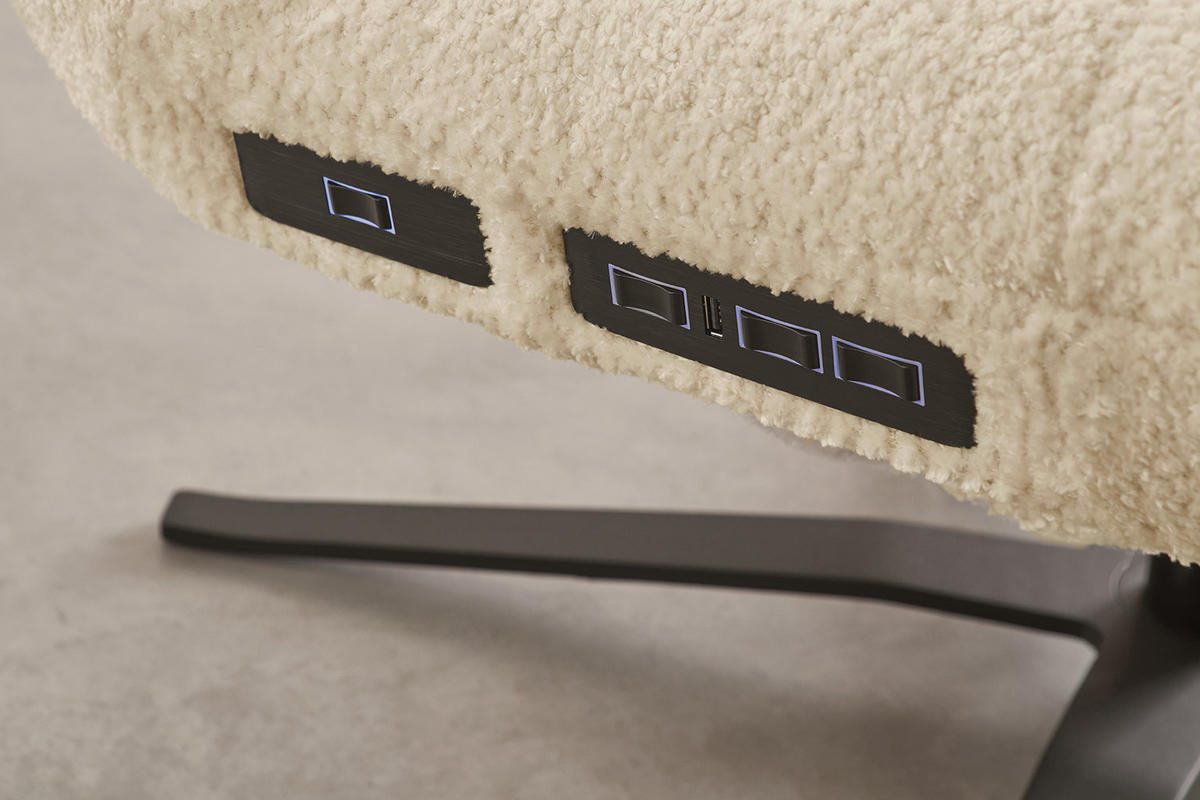 RELAXLIEGE LETICIA Beige Flachgewebe - Beige/Schwarz, Textil/Metall (82/115/156cm) - KAWOLA