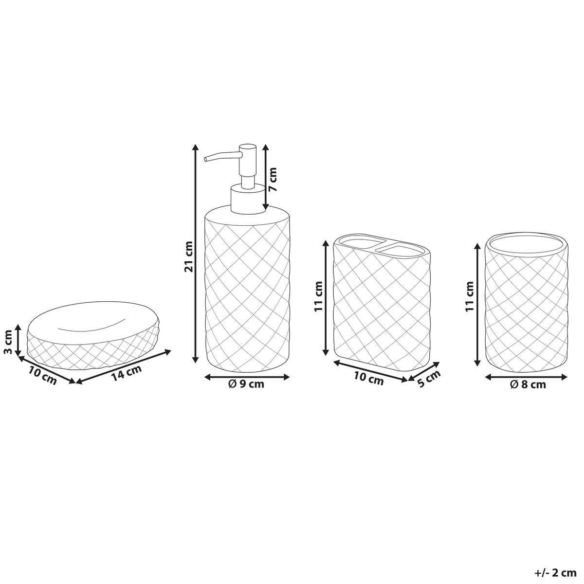BADEZIMMER Set 4-teilig Keramik türkis Guatire - Blau, Stein (9/21/9cm) - Beliani