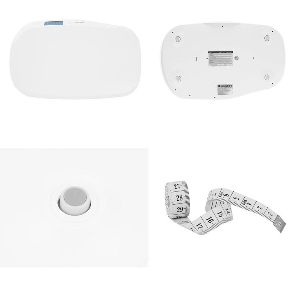 BABYWAAGE Lyra LCD-Display weiß Maßband Anti-Rutsch-Füße Tarafunktion 20 kg - Weiß, Kunststoff (32/52cm) - Kikka boo