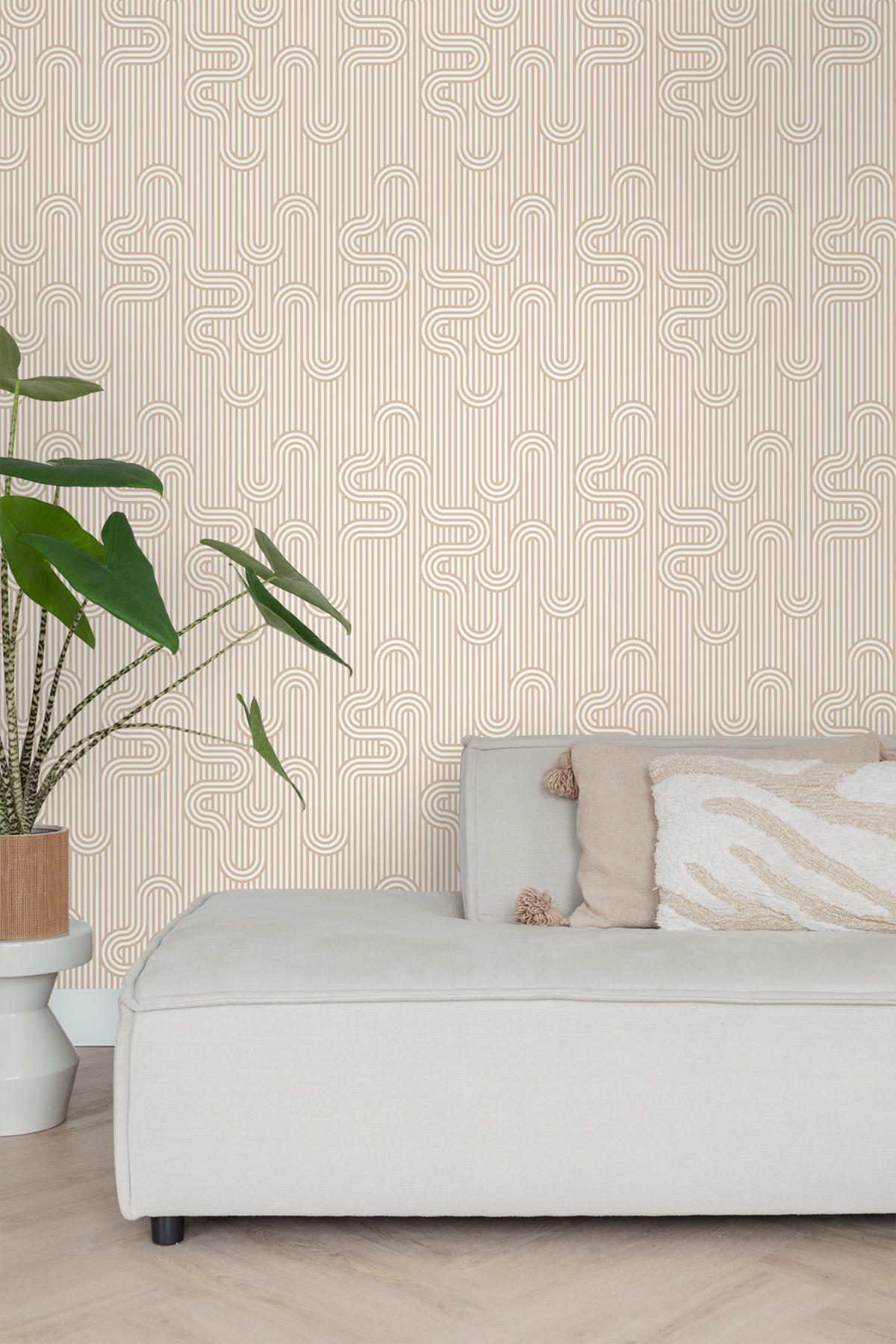 TAPETE grafische Linien 50 x 900 cm - Beige, Papier (50/900cm) - ESTAhome