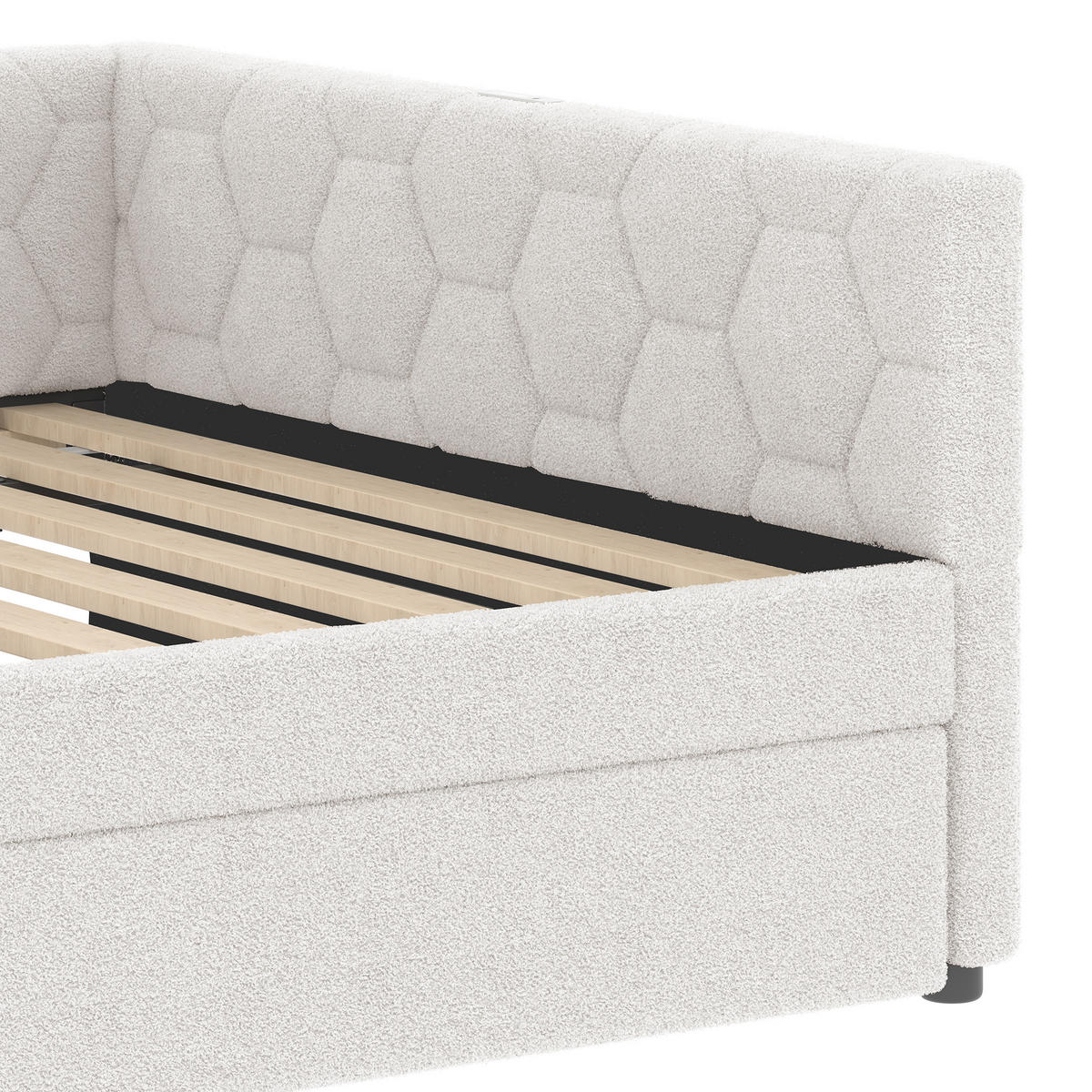 TAGESBETT 140/200 cm DE-04669, mit Ausziehbett und Nachttischlampe in Weiß - Weiß, Holzwerkstoff (140/200cm) - ComfortXL