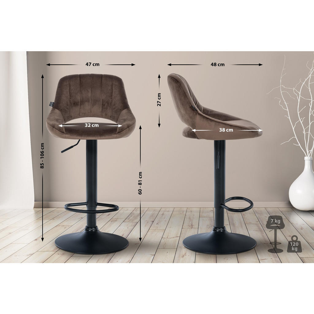 Thumbnail - CLP Barhocker, Braun, Textil, 47x85x48 cm, Esszimmer, Barmöbel, Barhocker