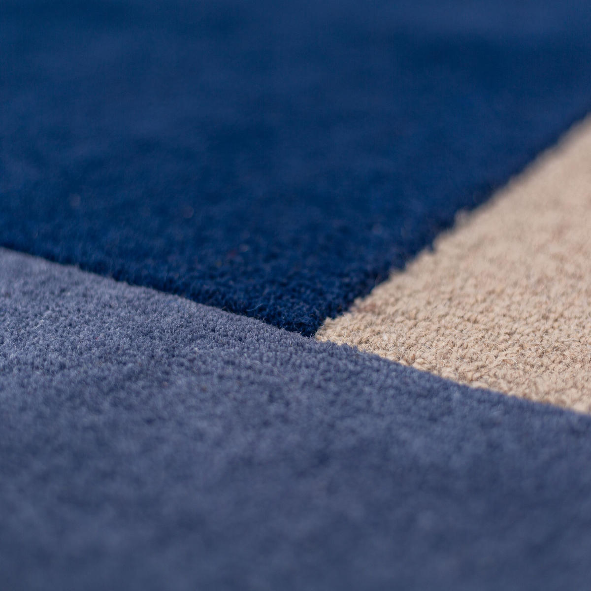 WOLLTEPPICH Segment Muster, Geometrisch, Wohnzimmer Blau-Beige Rund 150x150 - Blau, Textil (150/150cm) - KADIMA DESIGN