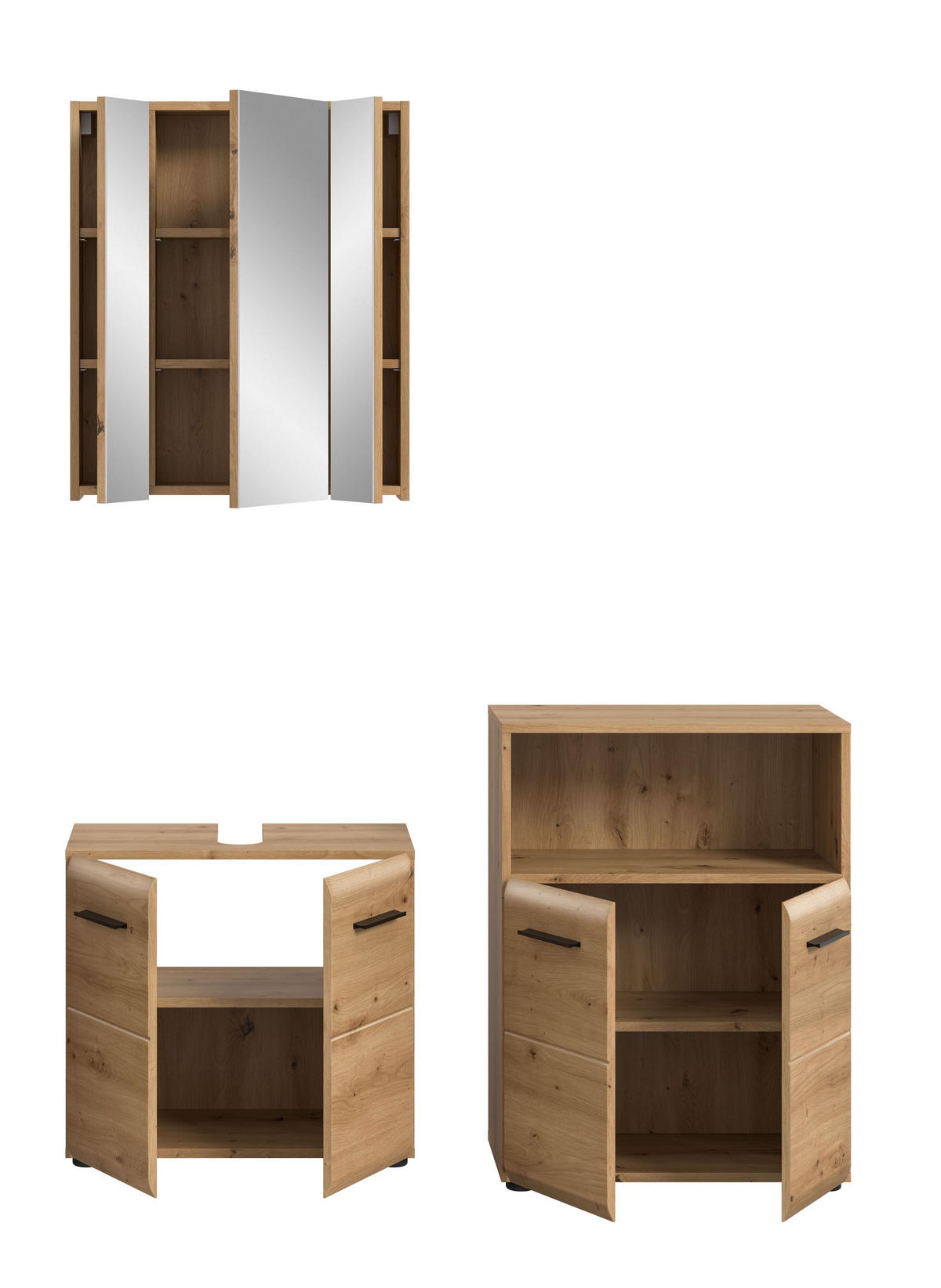 BAD-SET ICE 3-tlg. (B/H/T: ca. 135/185/30 cm) in Artisan Oak Nachbildung/Artisan Oak Nachbildung - Eiche Artisan, Holz (135/185/30cm)