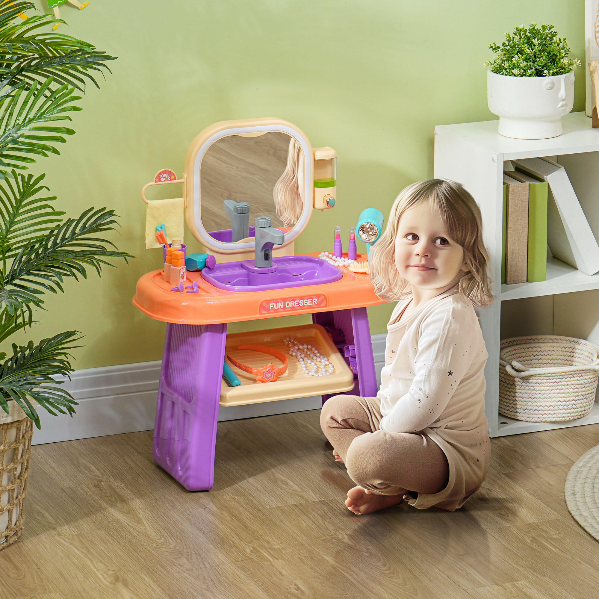 SCHMINKTISCH für 3-6 Jahre Kinder - Violett, Kunststoff (29/71/55cm) - AIYAPLAY