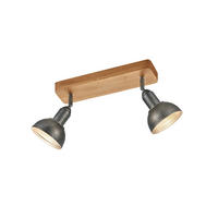 LED-DECKENSTRAHLER Breite 33cm, Holzbalken - Silberfarben/Naturfarben, Holz/Metall (11/33/21cm) - meineWunschleuchte