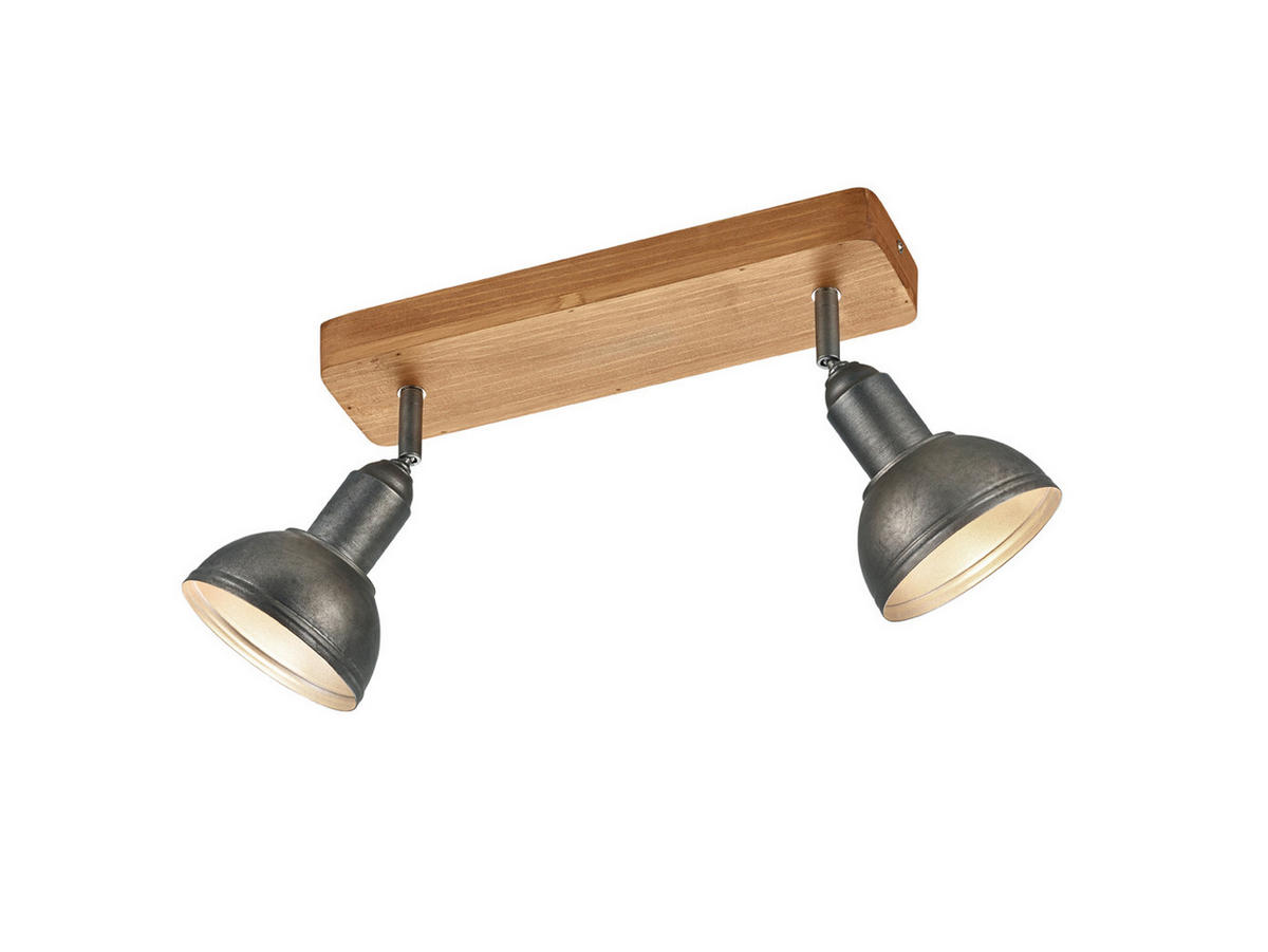 LED-DECKENSTRAHLER Breite 33cm, Holzbalken - Silberfarben/Naturfarben, Holz/Metall (11/33/21cm) - meineWunschleuchte