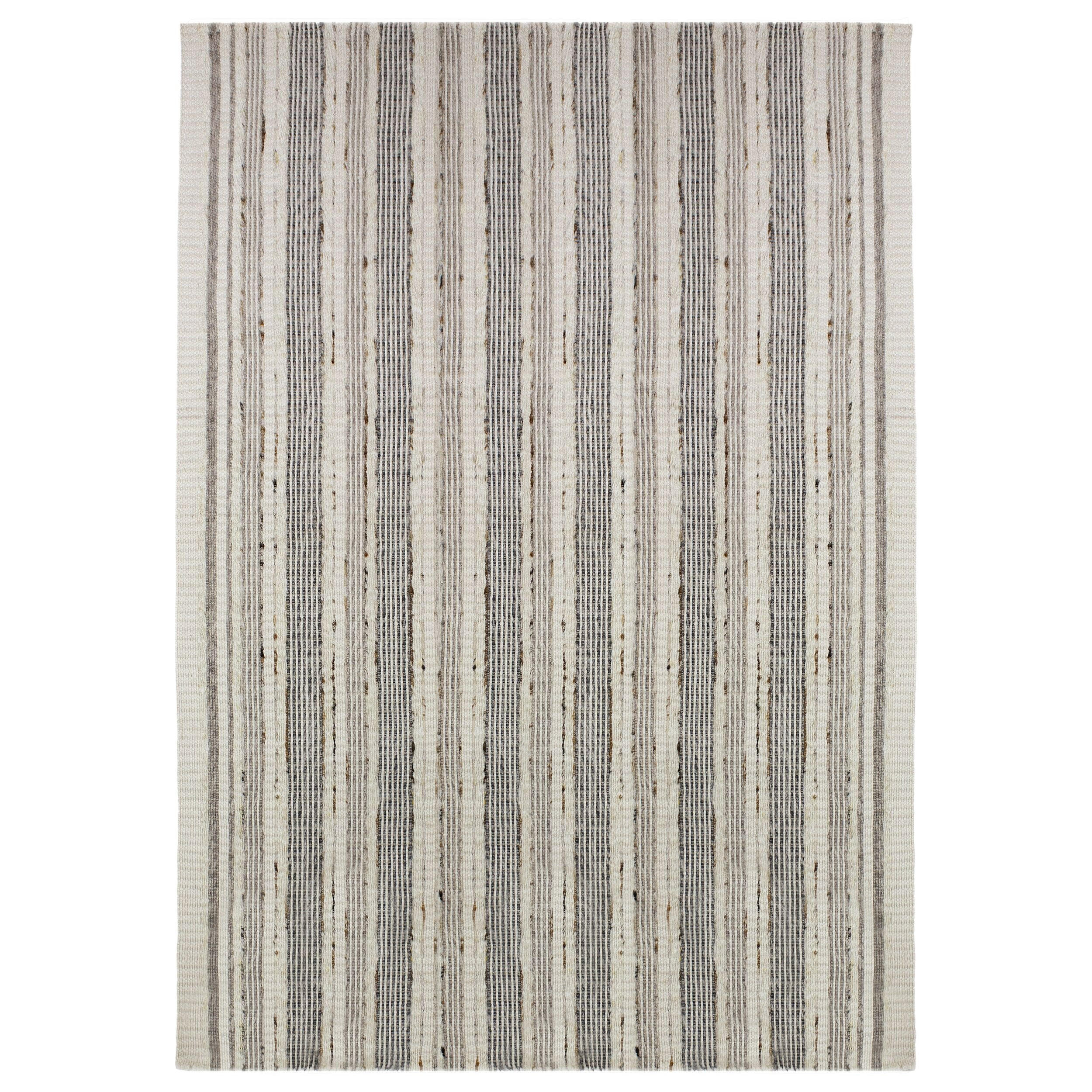 TEPPICH aus Wolle handgewebt HYTHE in Natur, gestreift, 140 x 200 cm - Beige, Textil (200/140cm) - KADIMA DESIGN