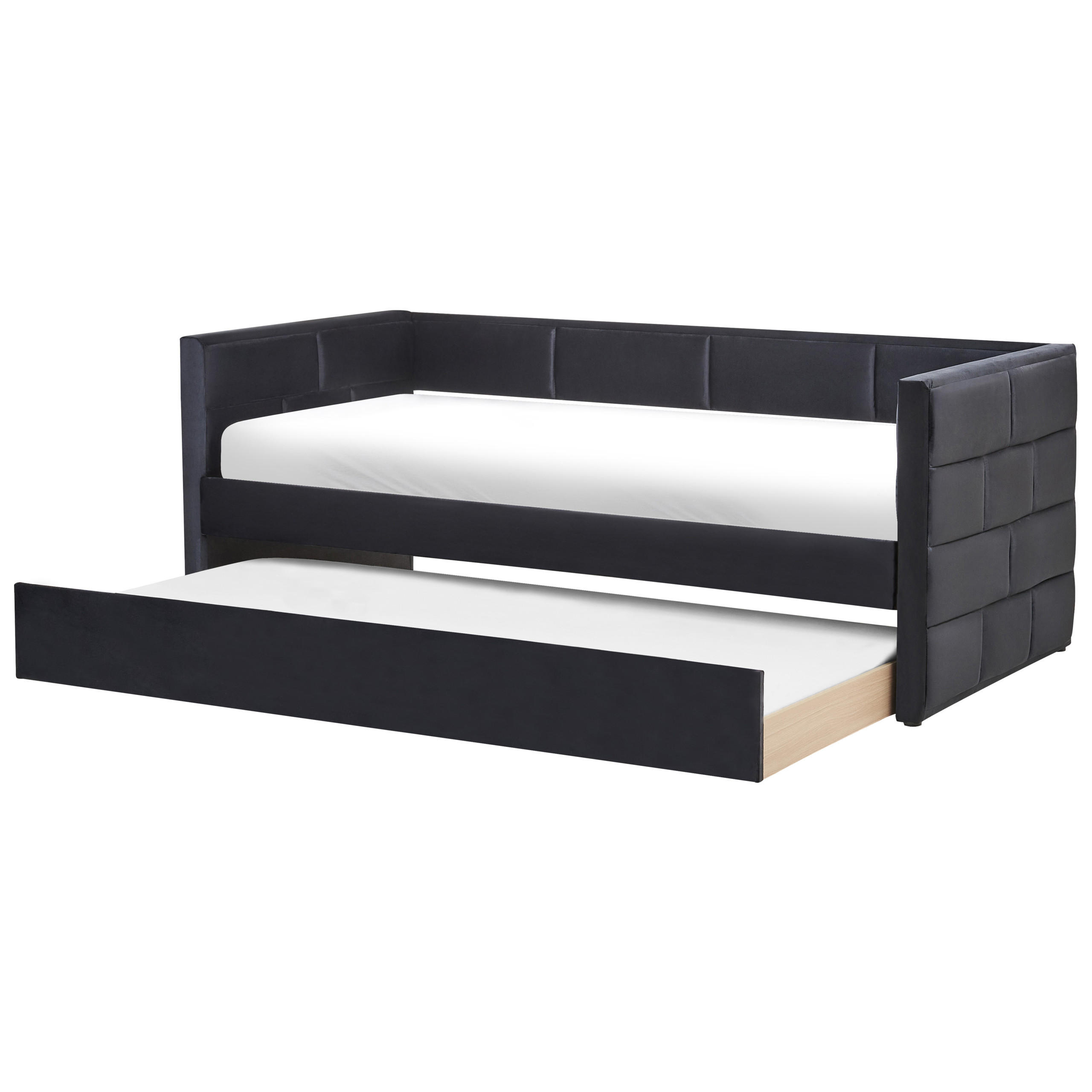 AUSZIEHBETT 90x205 cm Schwarz Chavonne - Schwarz, Textil (90/205cm) - Beliani