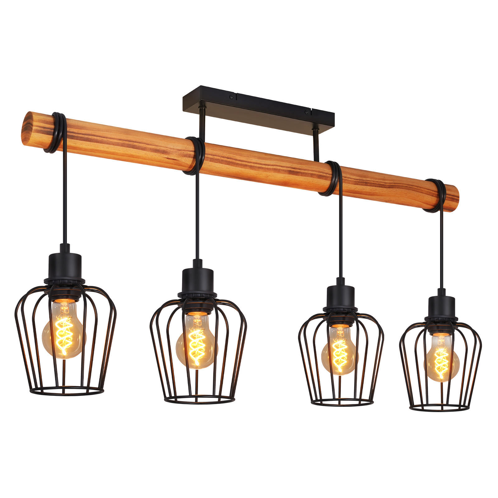 DECKENLEUCHTE Belenor 80/13/48 cm - Schwarz, Holz/Metall (80/13/48cm) - ZMH