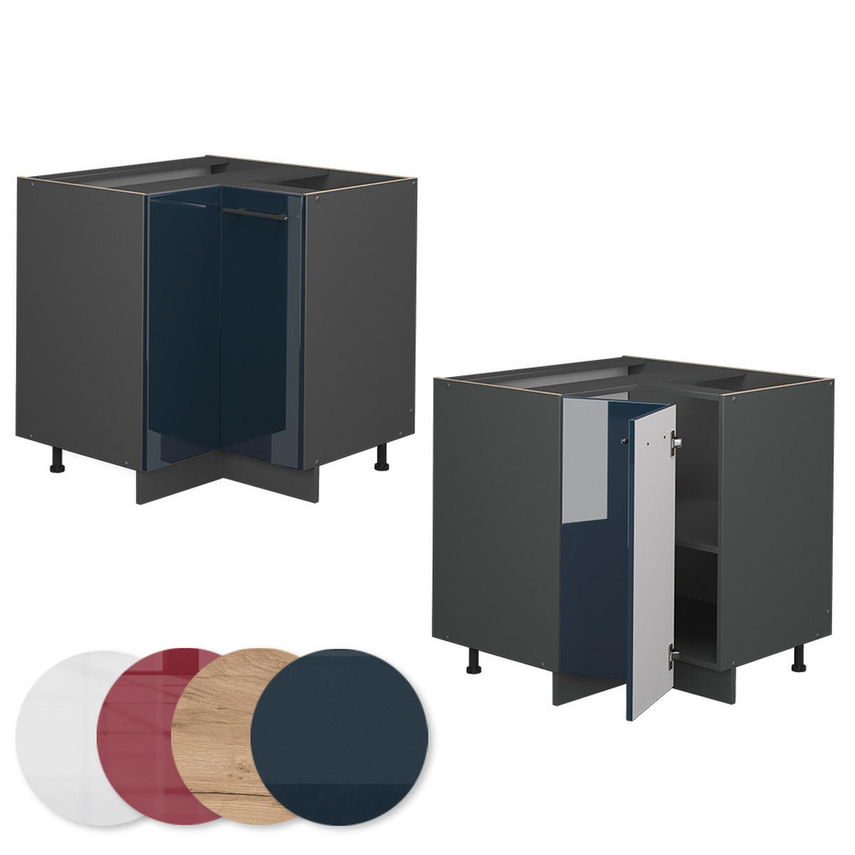ECKUNTERSCHRANK Fame-Line Dunkelblau Hochglanz 80.5 cm ohne AP - Anthrazit/Dunkelblau, Holzwerkstoff (80.5/82/51.6cm) - Vicco