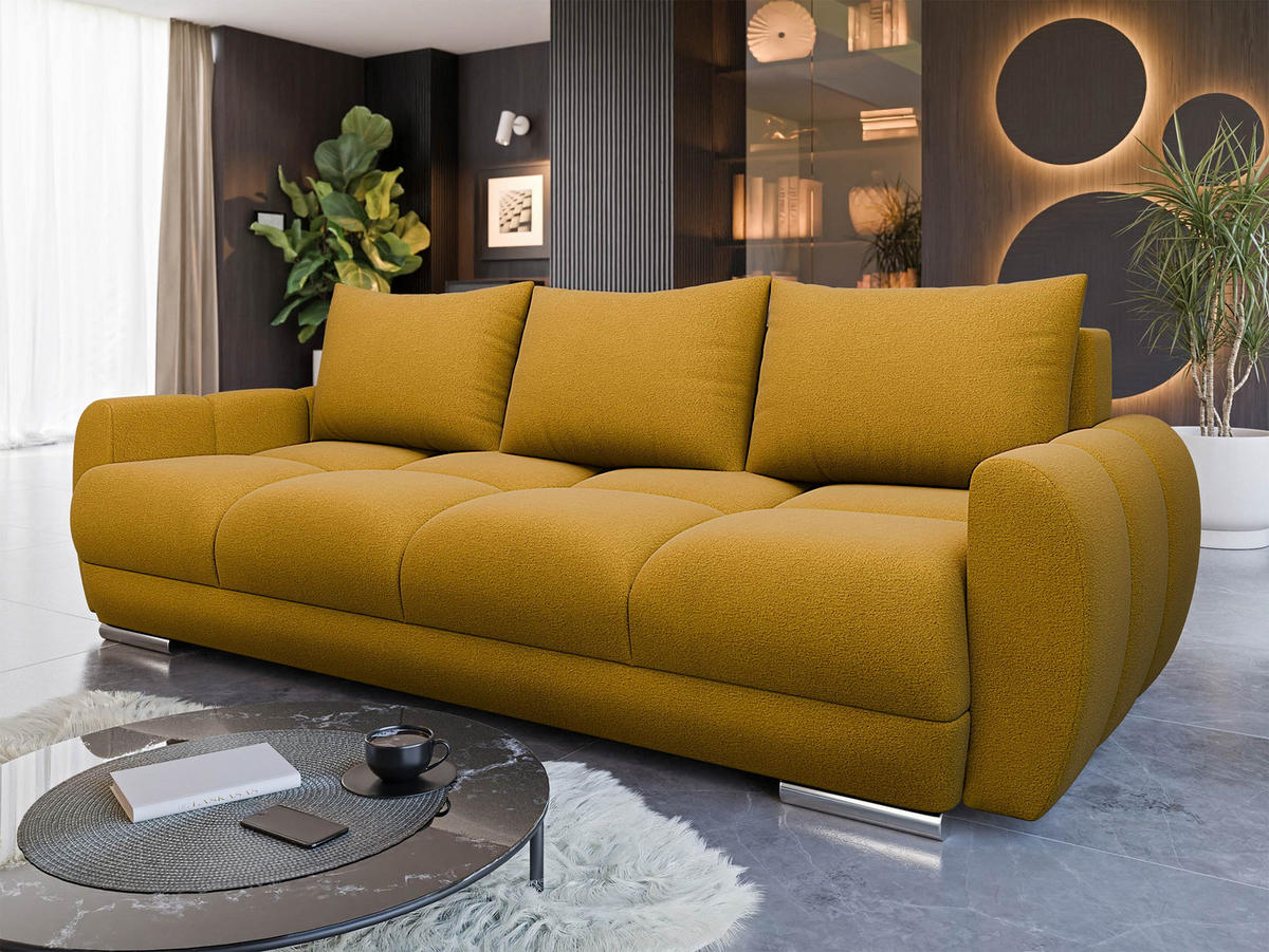 SCHLAFSOFA Logo 3 - Gelb/Silberfarben, Holz/Kunststoff (234/89/97cm) - MIRJAN24