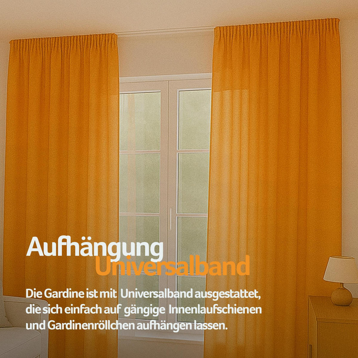 GARDINE Universalband "blickdicht" 2er Pack Hellorange 140x145 cm - Orange, Textil (140/145cm) - Bestlivings