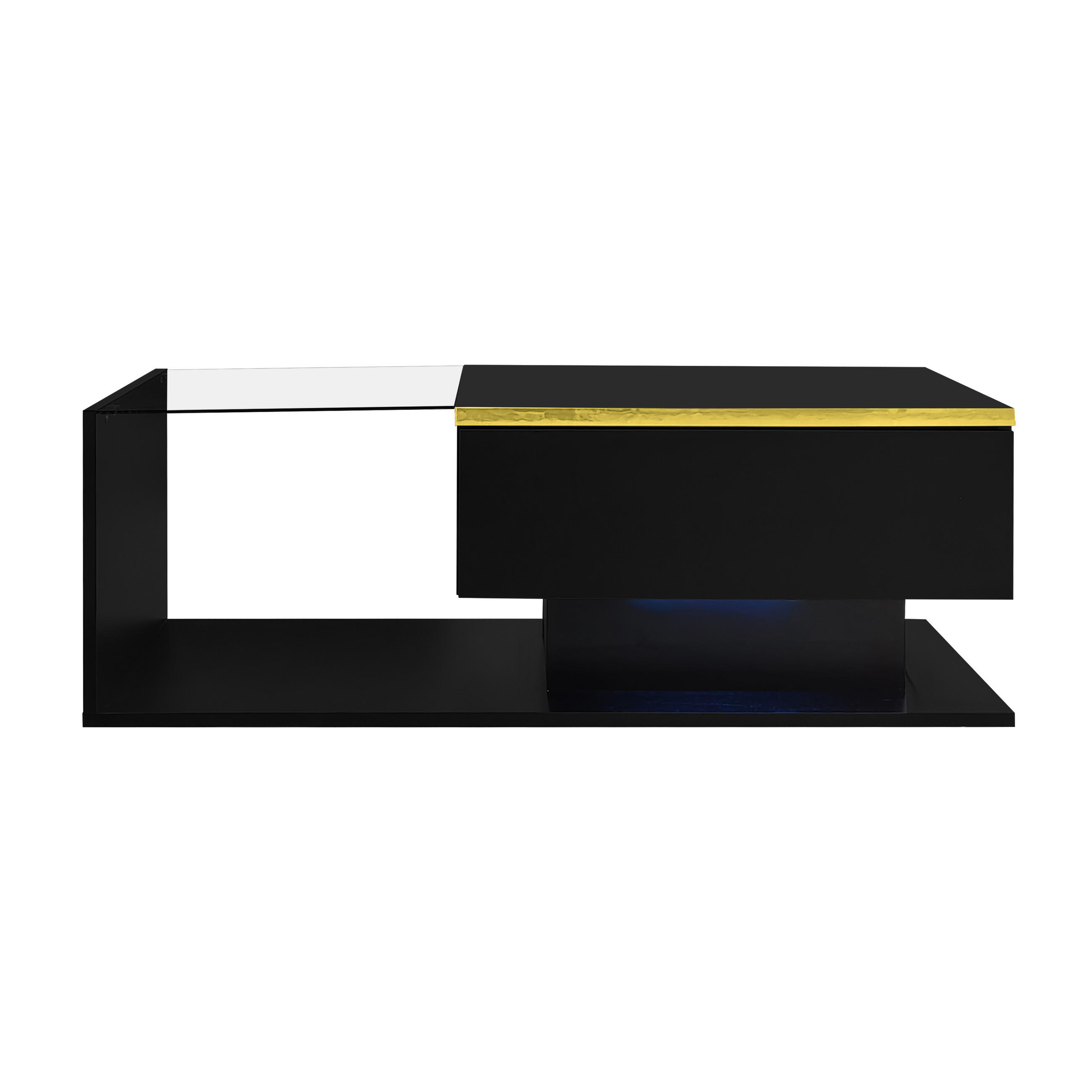 COUCHTISCH Schwarz Hochglanz 90 cm mit Glas & LED - Multicolor, Metall (90/50/32.5cm) - SHOPENTRA