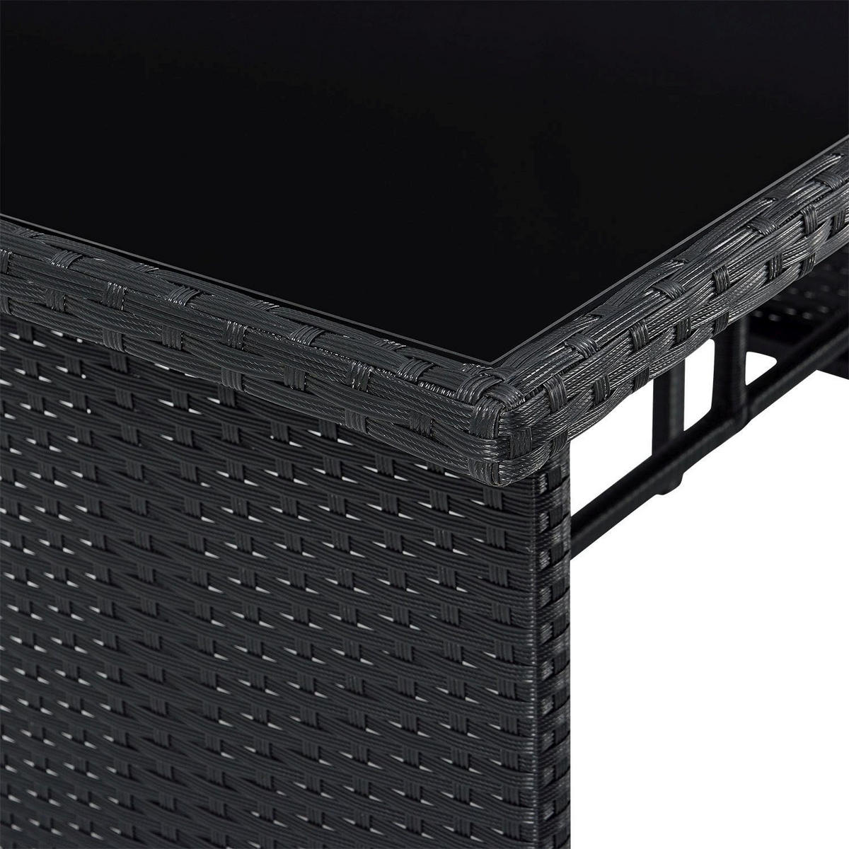 LOUNGEGARNITUR Manacor schwarz,creme - Creme/Schwarz, Kunststoff/Metall - Juskys
