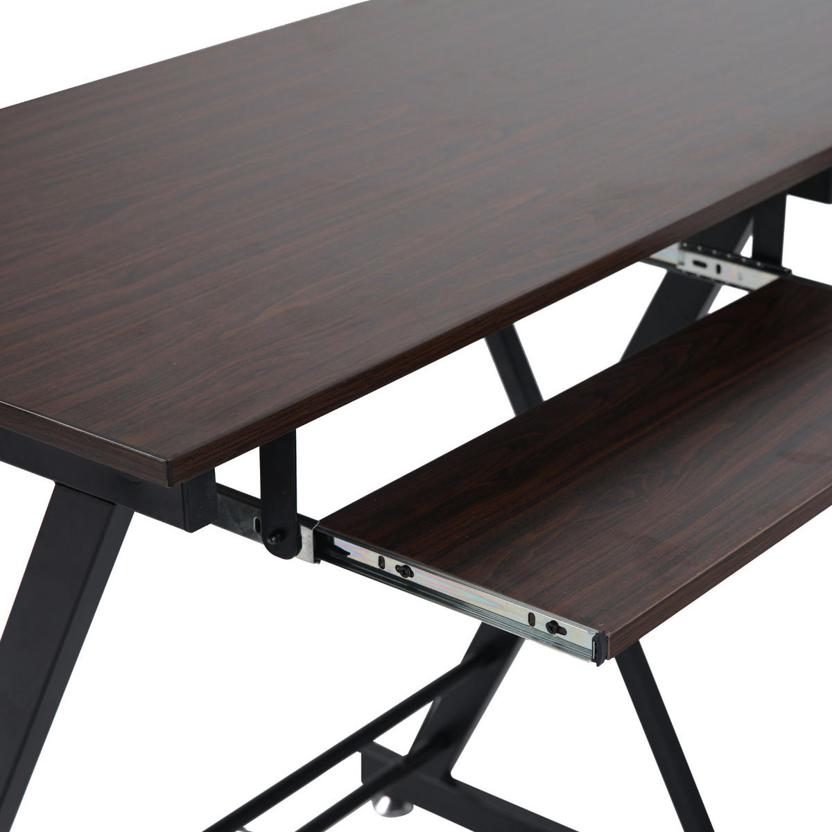 ECKSCHREIBTISCH ECKHART Nussbaum-Optik - Braun, Metall (150/50/75cm) - SVITA