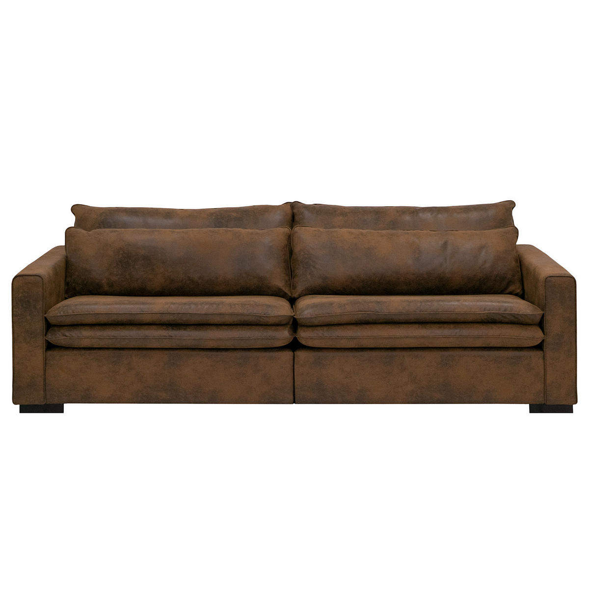 BIGSOFA - Dunkelbraun/Braun, Buchenholz/Textil (240/82/104cm) - home24