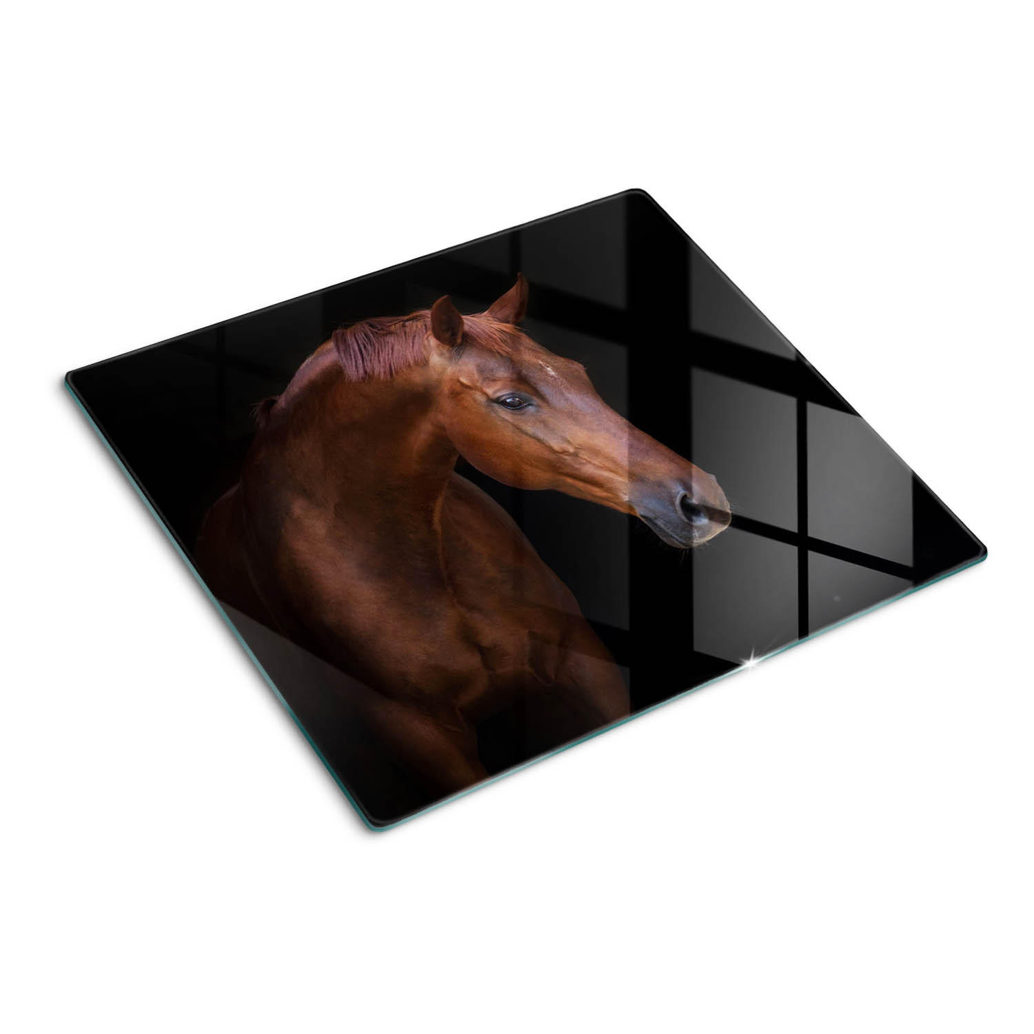 GLASPLATTE 60x52 cm Braunes Pferd - Mokka, Glas (60/52cm) - TULUP