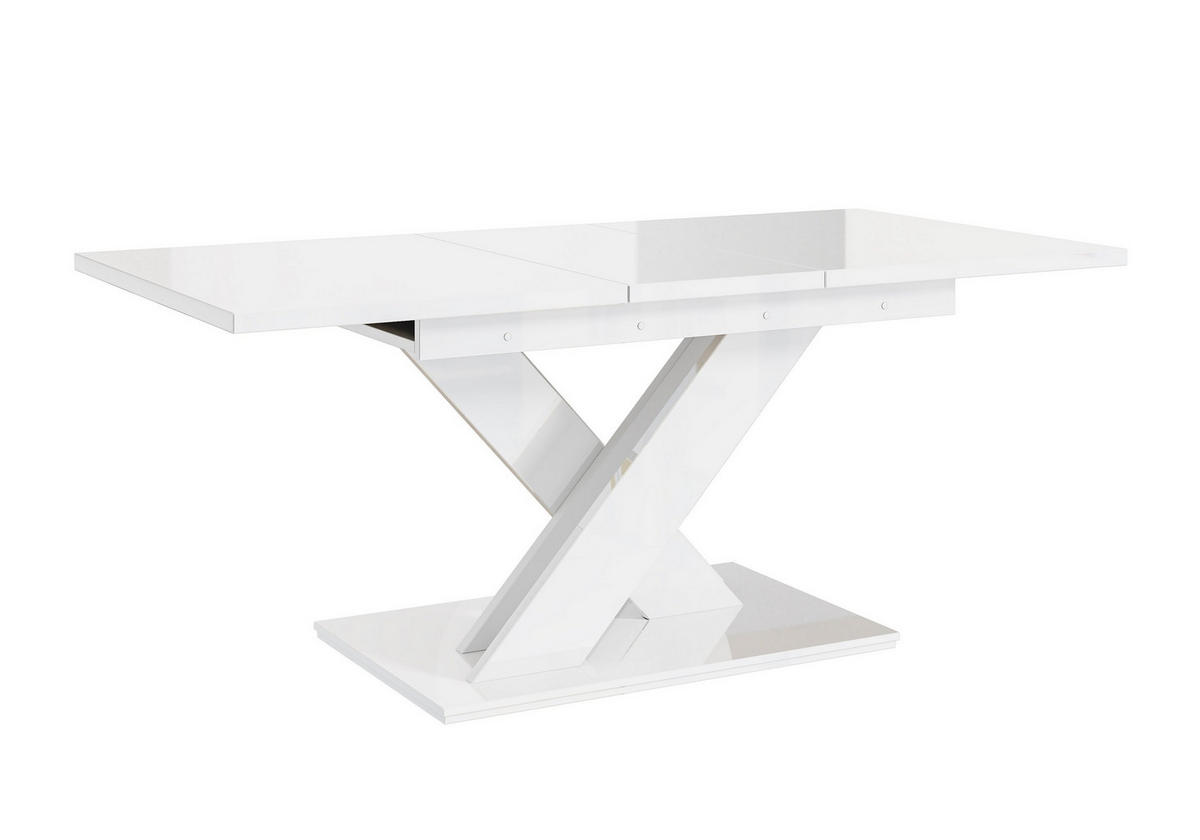 ESSTISCH RUDEN Ausziehbar 140 - 180 / 80 x 76 cm - Weiß Hochglanz/Weiß, Holz (140/80/76cm) - MASSENO