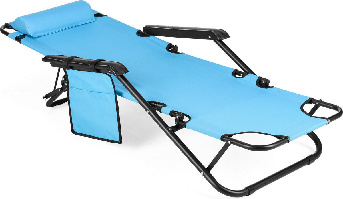 GARTEN-RELAXSESSEL bis 150 kg, Klappbar - Blau, Textil (61/31/153cm) - Outtec