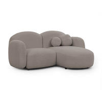 ECKSOFA Nuvola mit abgerundetem Design Hellgrau Bouclé-Stoff - Ottomane Rechts - Hellgrau/Schwarz, Holz/Kunststoff (190/146cm) - S-Style Möbel