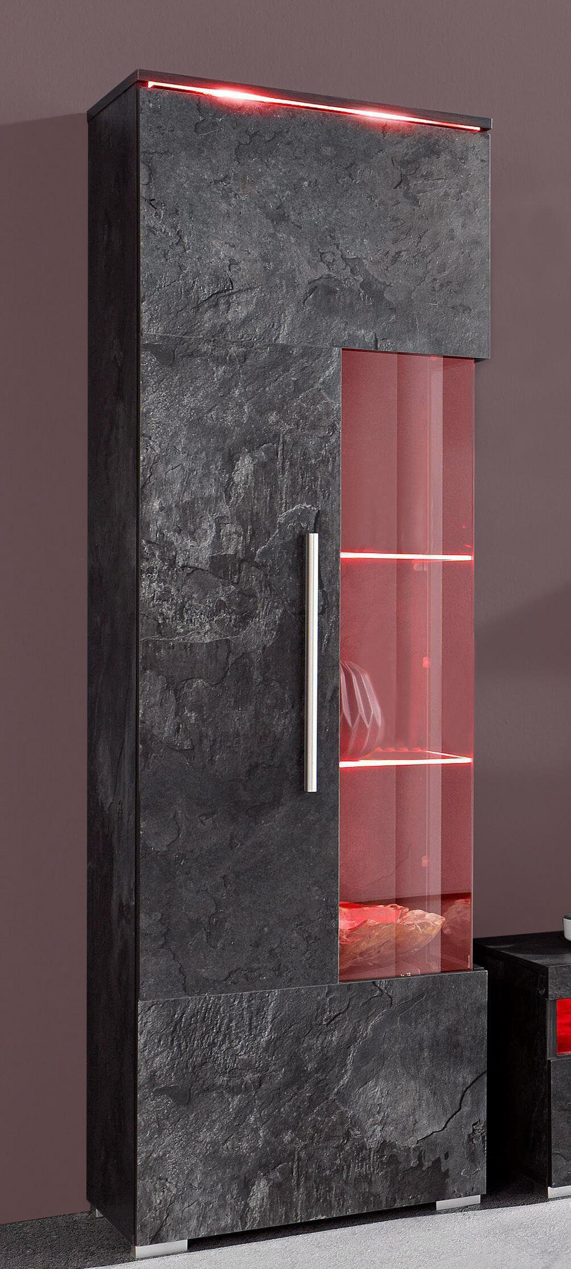 VITRINE India Schiefer 45 / 35 / 160cm - Schieferfarben, Holz/Holzwerkstoff (45/160/35cm) - Feldmann-Wohnen