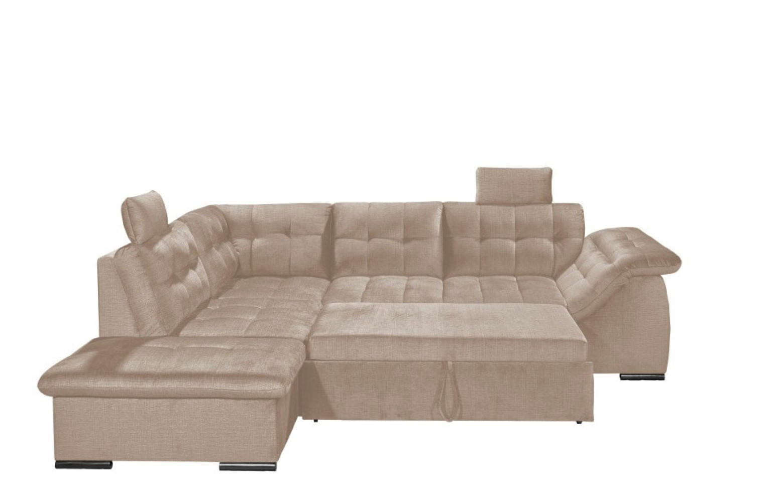 ECKSOFA mit Schlaffunktion und Bettkasten - Creme, Kunststoff/Textil (283/217cm) - ed exciting design