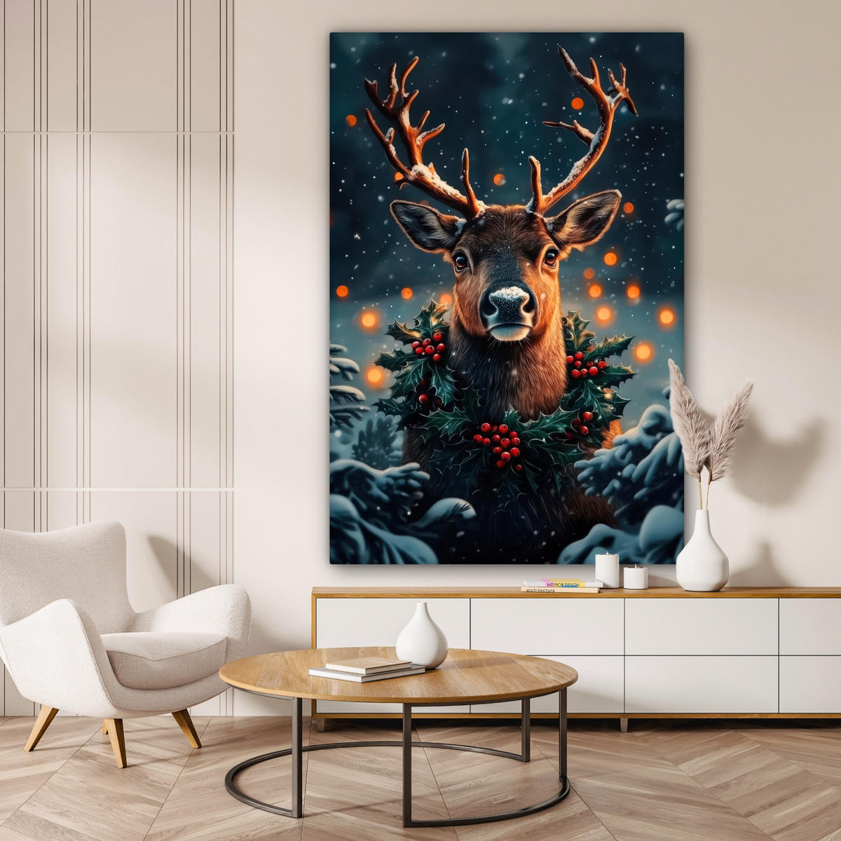 SLIKA NA PLATNU Jelen 90x140 cm - temno rjava, tekstil (90/140cm) - MuchoWow