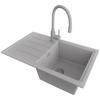 GRANITSPÜLE Kopenhagen Easy, 2-er set Grau 70/44 cm 1 Becken + Küchenarmatur 38/14 cm + Ablauf-Set ab 45er Unterschrank - Grau, Kunststoff (70/20/44cm) - Primagran