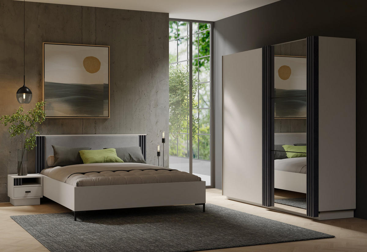 SCHWEBETÜRENSCHRANK PUNTO 215/210/61cm -türig mit Spiegel Kaschmir - Kaschmir, Holzwerkstoff (215/210/61cm) - MASSENO