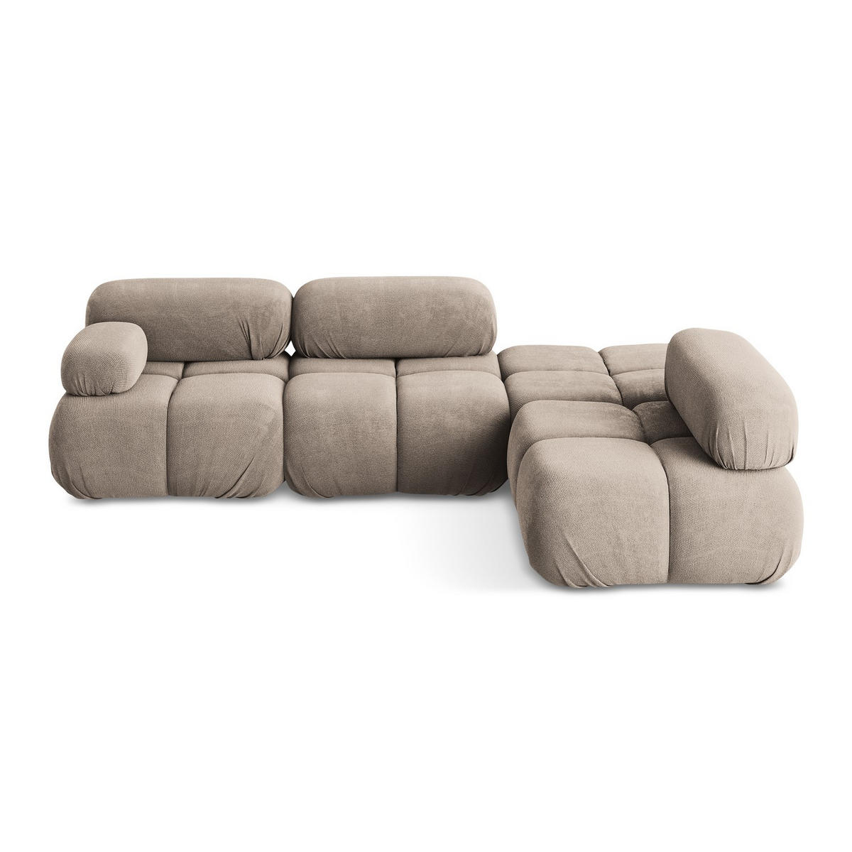 ECKSOFA Rechts Chenille Stoff Beige - Beige/Schwarz, Kunststoff/Textil (285/190cm) - LaMiaSofa