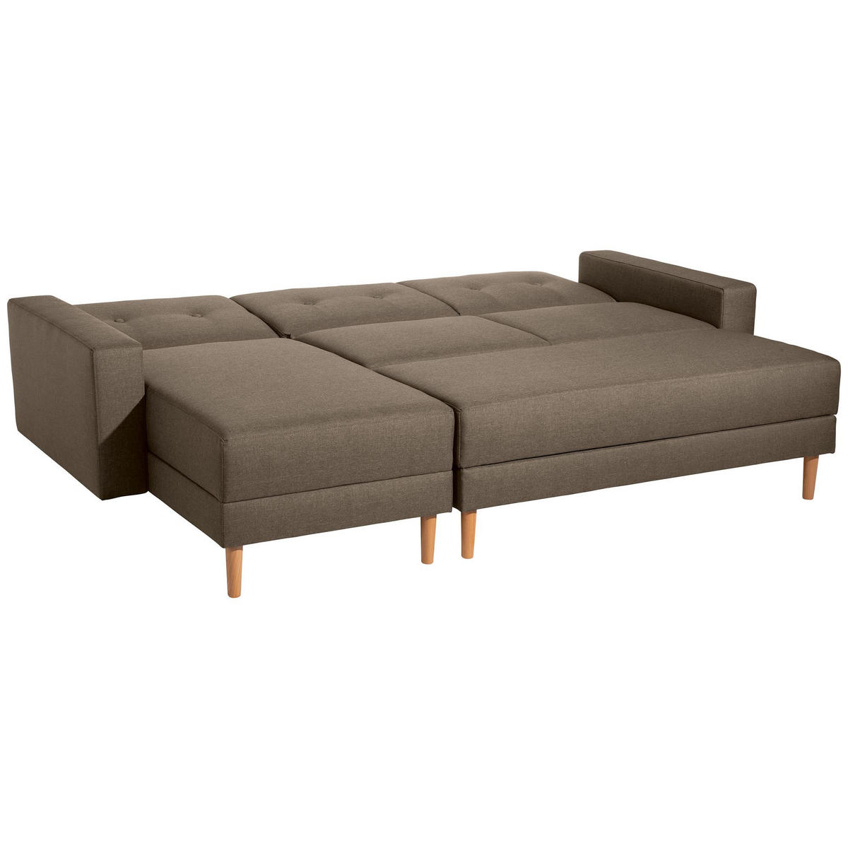 FUNKTIONSSOFA mit Hocker Kattie Flachgewebe sahara - Sahara, Kunststoff (144/230cm) - 58aufmkessel