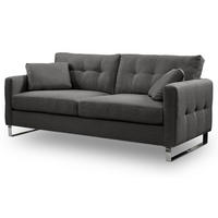SOFA grau Flachgewebe 2,5-Sitzer 203 cm, Couch mit Steppoptik - Chromfarben/Grau, Holz/Textil (203/92/94cm) - Inn.Furn