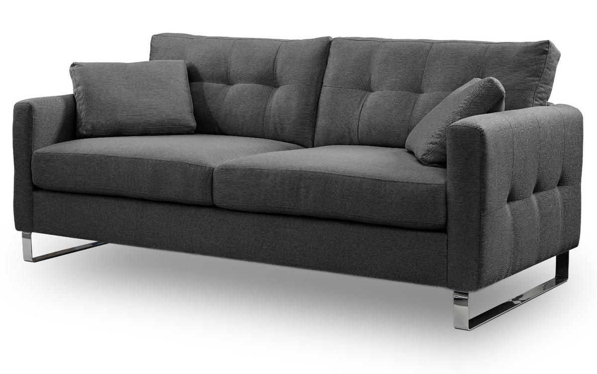 SOFA grau Flachgewebe 2,5-Sitzer 203 cm, Couch mit Steppoptik - Chromfarben/Grau, Holz/Textil (203/92/94cm) - Inn.Furn