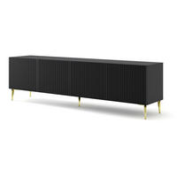 TV LOWBOARD Schwarz, Schwarz, Gold 200/56/42 - Goldfarben/Schwarz, Holzwerkstoff (200/56/42cm) - RAUMHIRSCH FURNITURE