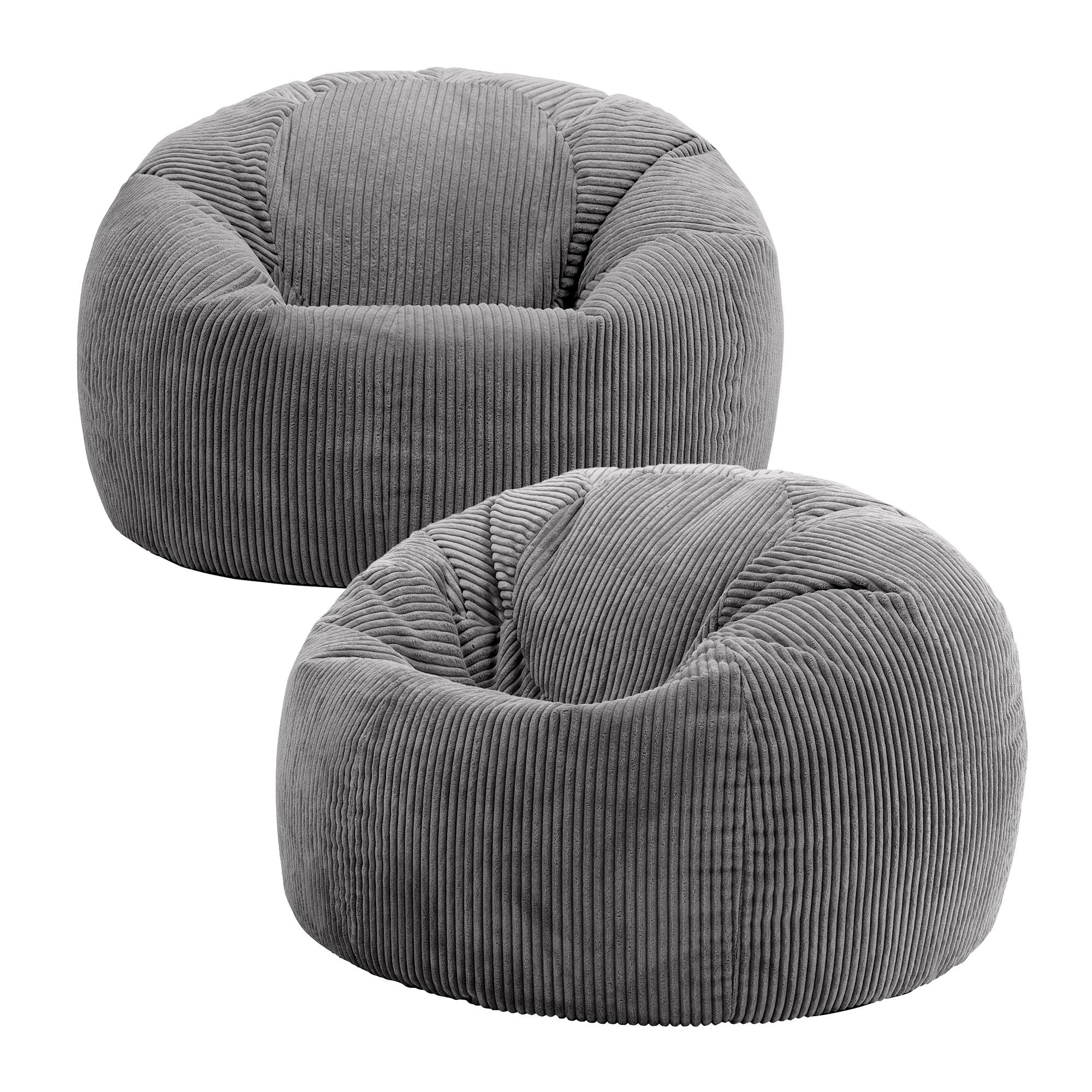SITZSACK Klassisch Sessel aus Cord 2-tlg. - Dunkelgrau/Anthrazit, Textil (85/50/85cm) - icon