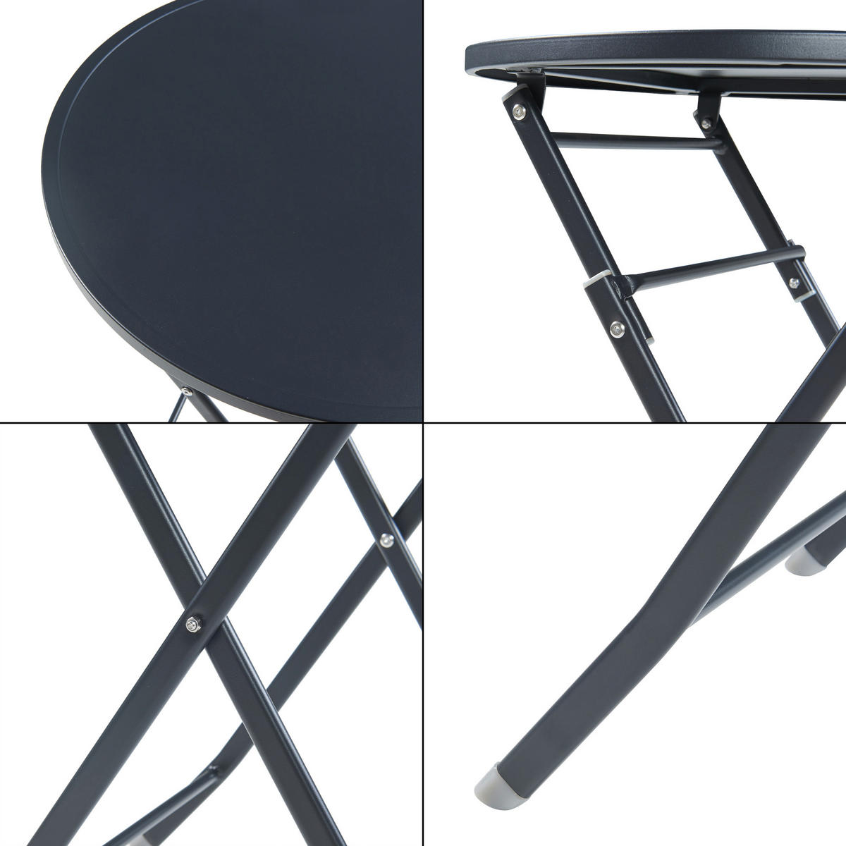 GARTENKLAPPTISCH Sande - Schwarz, Metall (62/62/71cm) - [en.casa]