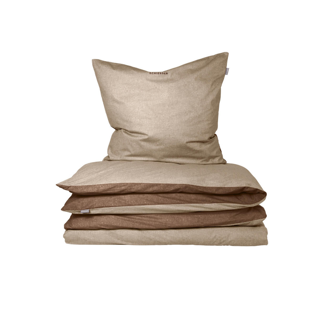 BETTWÄSCHESET Doubleface - Feinbiber - 2-teilig - 135 x 200 cm - Sand - Sandfarben, Textil (135/200cm) - SCHIESSER