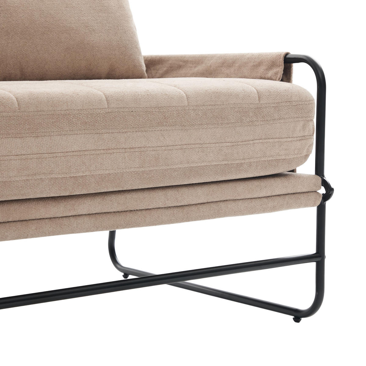 SCHLAFSOFA 2-Sitzer umbaubar mit Metallgestell, DE-42601, Khaki - Sandfarben, Metall (104/92/85cm) - ComfortXL