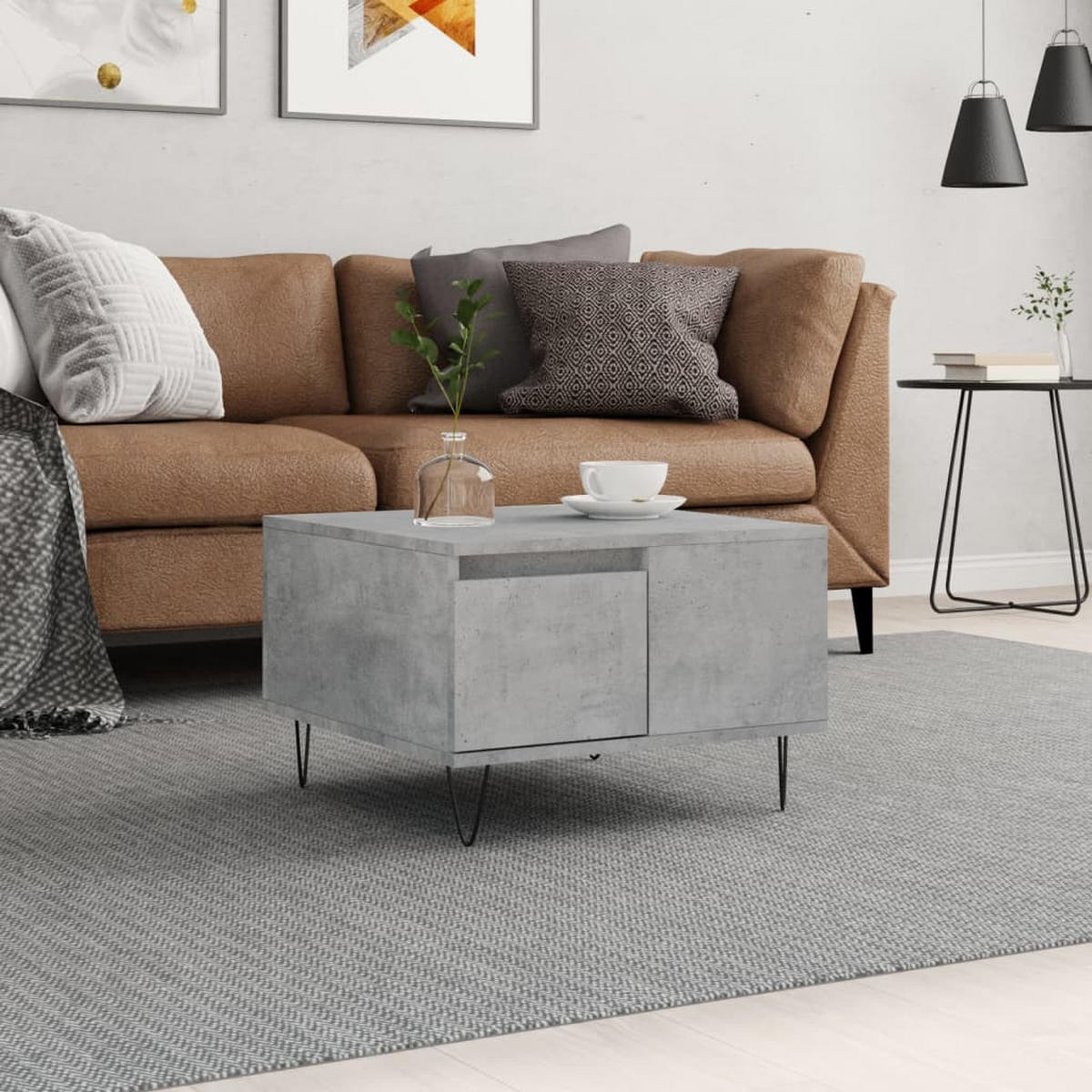 COUCHTISCH Betongrau 55x55x36,5 cm Holzwerkstoff - Grau, Holzwerkstoff (55/55/36.5cm) - furnicato